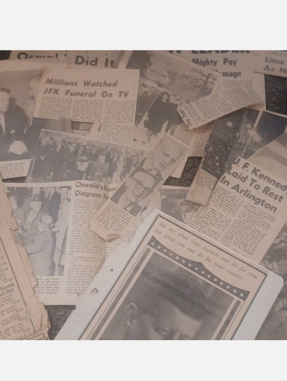 Vintage Newspaper Collage Of JFK Assassination